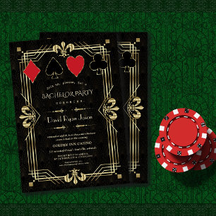 Glam Casino Royale Underbar Gatsby Bachelor Party Inbjudningar