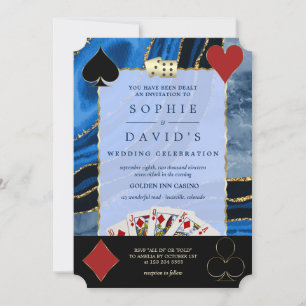 Glam Casino Royale Vegas Poker Guld Agate Bröllop Inbjudningar