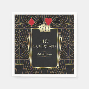 Glam Casino Underbar Gatsby 40:e Poker Birthday Pappersservett