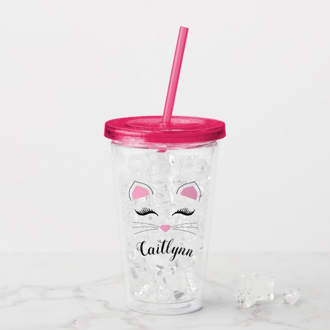Glam Cat Ansikte Take Away Mugg (Baksida Ice)