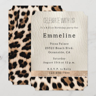 Glam Champagne Cream Leopard Inbjudningar