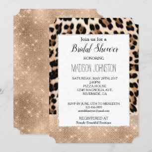 Glam Champagne Glitz Cream Leopard Inbjudningar