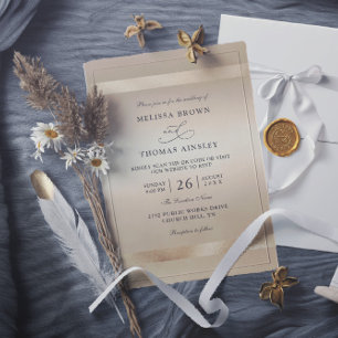 Glam Champagne Guld Glamour Lyx QR-kod Bröllop Inbjudningar