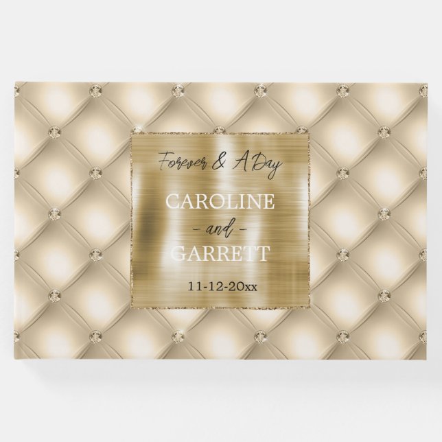 Glam Champagne Guld Glitzy DiamondsWedding Gästböcker (Framsida)