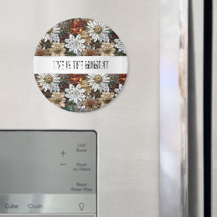 Glam Champagne Guld Red White Flowers Magnet