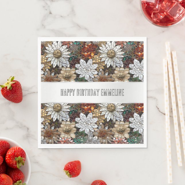 Glam Champagne Guld Red White Flowers Pappersservett (Insitu)