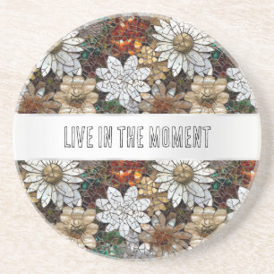 Glam Champagne Guld Red White Flowers Underlägg