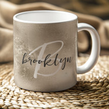 Glam Champagne Guld Trendig Skript Monogram