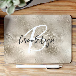 Glam Champagne Guld Trendig Skript Monogram  Musmatta