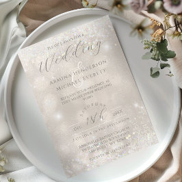 Glam Champagne och Glitter Elegant Foto Bröllop Inbjudningar