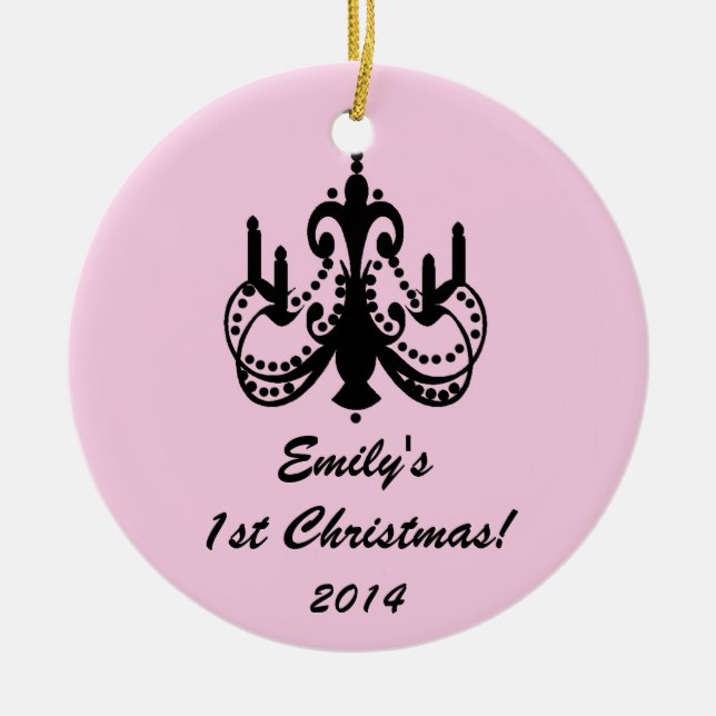 Glam Chandelier Chic Personlig Namn Ornament (Framsidan)