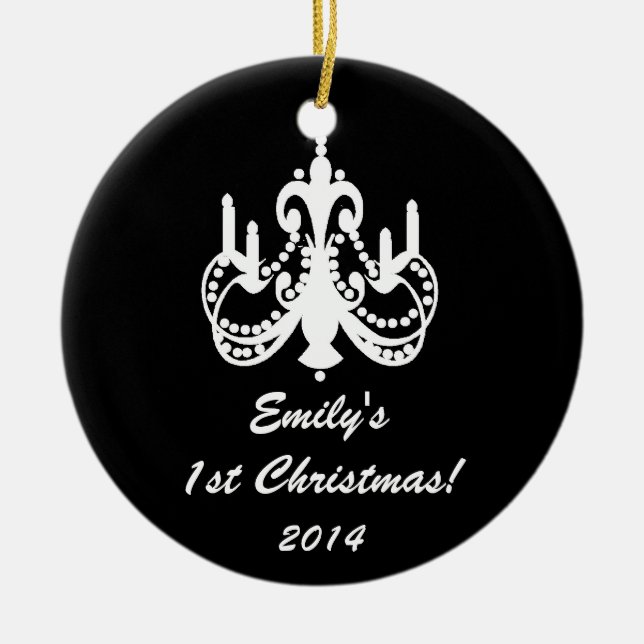 Glam Chandelier Chic Personlig Namn Ornament (Framsidan)