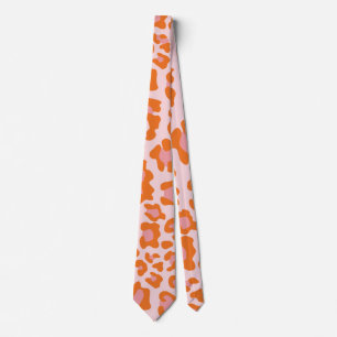 Glam Cheetah Print Mönster i Orange och Rosa Slips