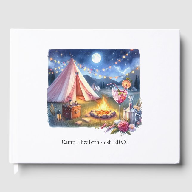 Glam Chic Camp Brud Möhippa Helg Gästböcker (Framsida)