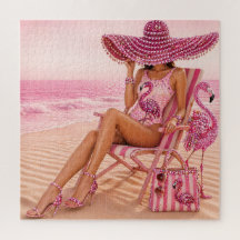Glam Chic Classy Dam Rosa Flamingo Tropisk Strand
