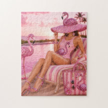 Glam Chic Classy Dam Rosa Flamingo Tropisk Strand