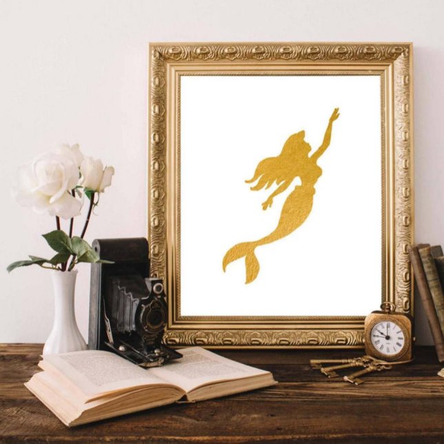 Glam Chic Falskt Guld Folie Lilla Sjöjungfrun Prin Poster (Skapare uppladdad)