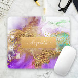 Glam chic för glam för lila av vattenfärgmarmor gu musmatta<br><div class="desc">Ett glatt, faux-guld-band med din manustypografi namn täcker över en rik, guld-veindränkt, lila, akvblått grönt och vit vattenfärgsbakgrund på denna elegant, trendig, girly, eget namn mousepad. Gör en chic och snyggt påstående varje gång du användor den. En underbar gåva till en vän, förutom dig själv! Skriv bara i valfri namn...</div>