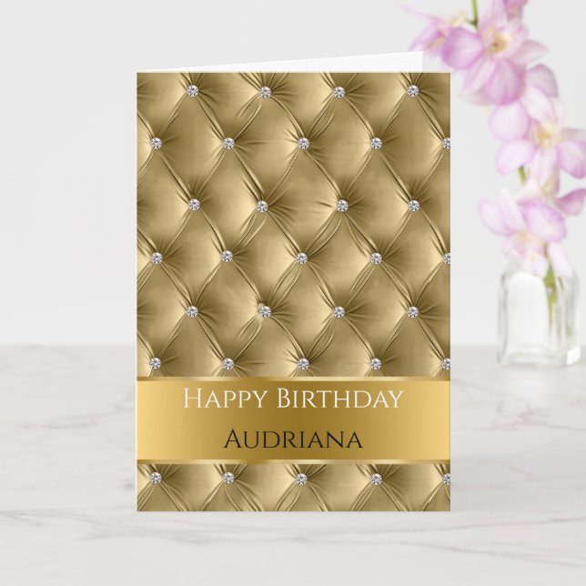 Glam Chic Guld Faux Velvet Silver Birthday Kort (Orkide)
