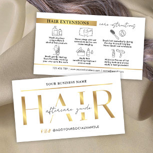 Glam Chic Guld Hair Extensions Care Instructions Visitkort