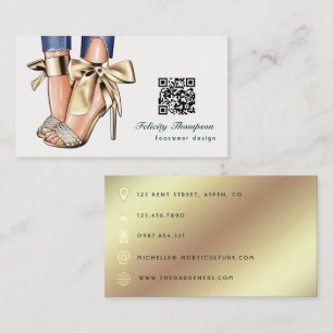 Glam Chic Guld Mode Designer QR-kod Visitkort