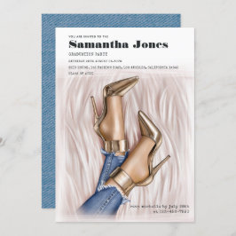 Glam Chic Mode Denim Studentfest Inbjudningar