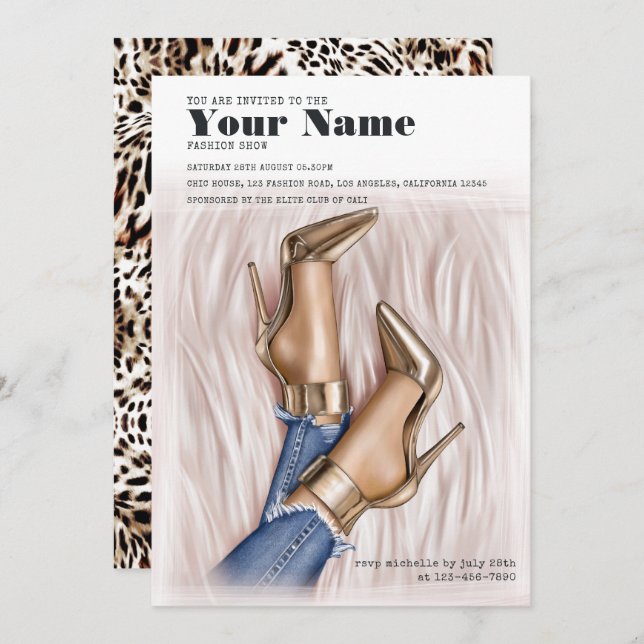 Glam Chic Mode Show Inbjudningar (Fram/baksida)