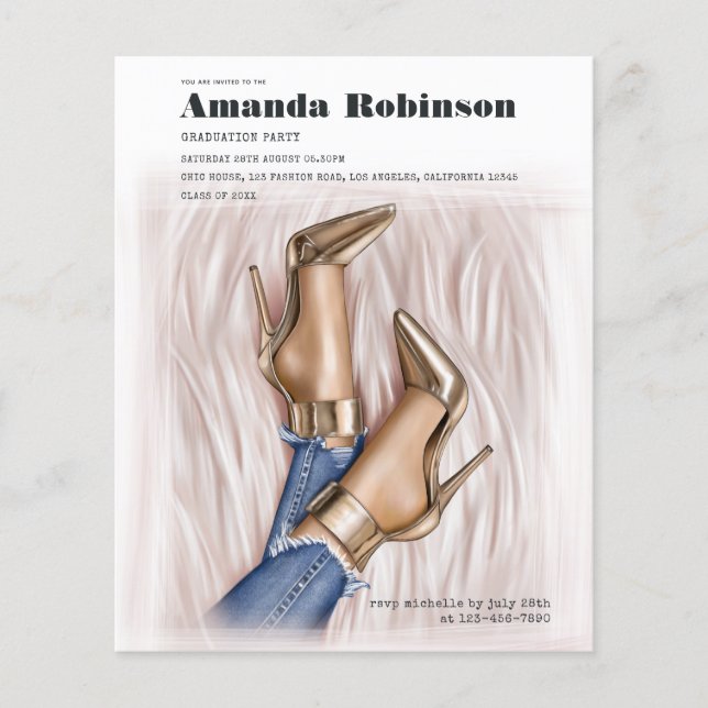 Glam Chic Mode Visa inbjudan till Studentfest Flygblad (Framsidan)