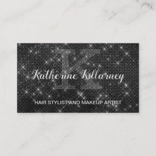 Glam Chic Monogram, Romb, svart Gnistra Visitkort