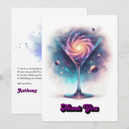 Glam Chic Retro Martini Galaxy Glass Design Tack Kort