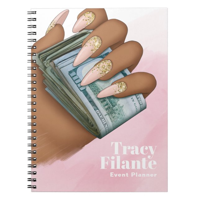 Glam Chic Rosa och Guld Miljonärstanke Anteckningsbok (Framsidan)
