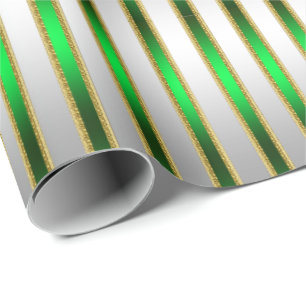 Glam Chic Shiny Silver och Grönt Rand Presentpapper