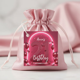 Glam Chic Vibrant Neon Pink 21st Birthday Party Gåvor Etiketter