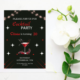 Glam cocktail födelsedagsinbjudan inbjudningar