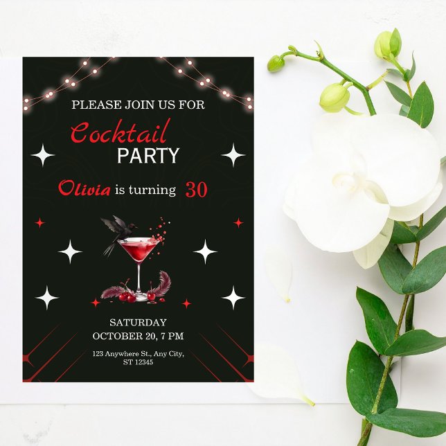 Glam cocktail födelsedagsinbjudan inbjudningar (Skapare uppladdad)