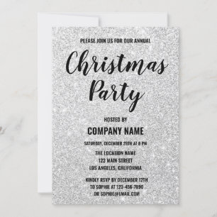 Glam Company Julfest Silver Glitter Sparkles Inbjudningar