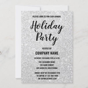 Glam Company Julfest Silver Glitter Sparkles Inbjudningar