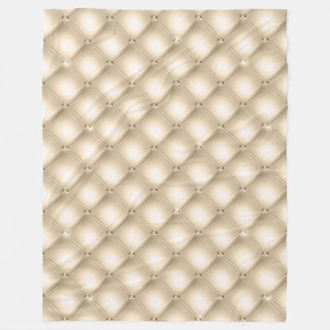 Glam Cream Champagne Diamond Glitz Bröllop Fleecefilt (Framsidan)