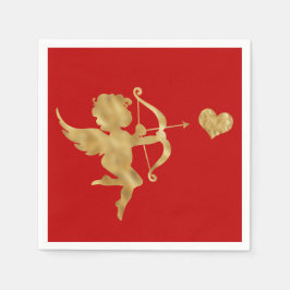 Glam Cupid Guld Red Heart Valentine Pappersservett