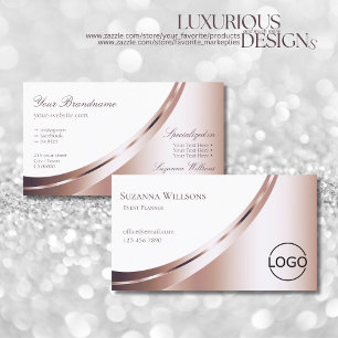 Glam Decor för vit och Ro Guld med Logotyp Luxuriö Visitkort