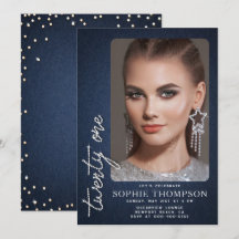 Glam Denim Diamonds Blue White 21st Birthday Photo