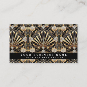 Glam Diamond Black & Gold Art Deco Företagskort Visitkort