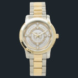 Glam Diamond & Guld Ram 50:e Bröllop-årsdagen Armbandsur<br><div class="desc">Glam mousserande vit diamant i guld snabbt ram,  50-årsdagen för minnesväggklotet bröllop. Anpassade text i det utbytbara guld-teckensnittet färg. Bilder av diamanter och guld skapades med text till bildgenerator.</div>