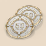 Glam Diamond & Guld Ram 50:e Bröllop-årsdagen Underlägg Papper Rund<br><div class="desc">Glam mousserande vit diamant i guld snabbt ram,  50-årsdagen för minnesväggklotet bröllop. Anpassade text i det utbytbara guld-teckensnittet färg. Bilder av diamanter och guld skapades med text till bildgenerator.</div>