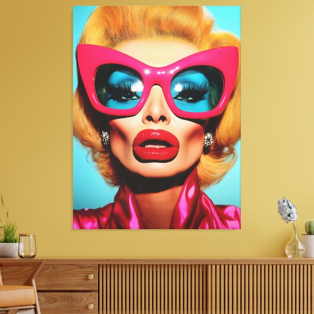 Glam Diva i Retro Shades Canvastryck (Insitu (Vardagsrum))