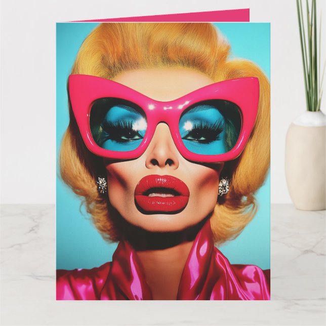 Glam Diva i Retro Shades Kort (Framsida)