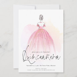 Glam Dress Elegant Quinceanera Inbjudningar
