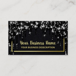 Glam Dripping Black Glitter Guld Social Media Visitkort