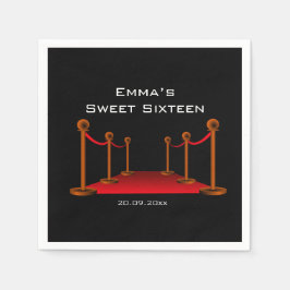 Glam Elegant Black & Red Carpet Sweet 16 Party Pappersservett