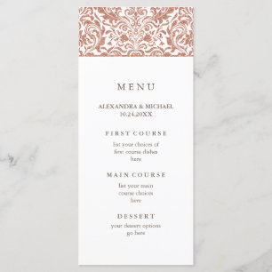 Glam Elegant Faux Ro Guld Glitter Damask Menu Meny